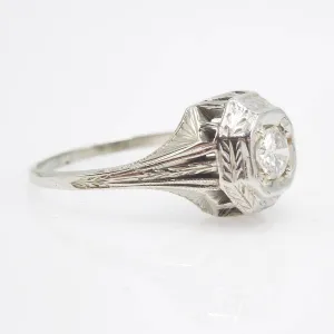 0.28ct Art Deco Diamond Engagement Ring in 14K White Gold