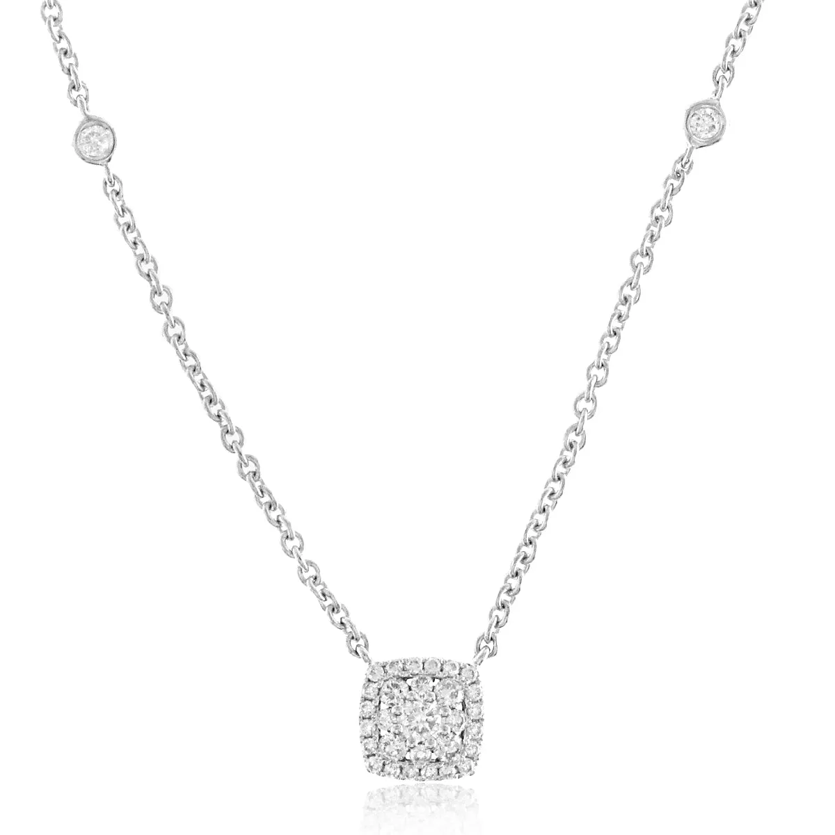 0.38ct tw Invisible-set Shape Halo Diamond Pendant Necklace