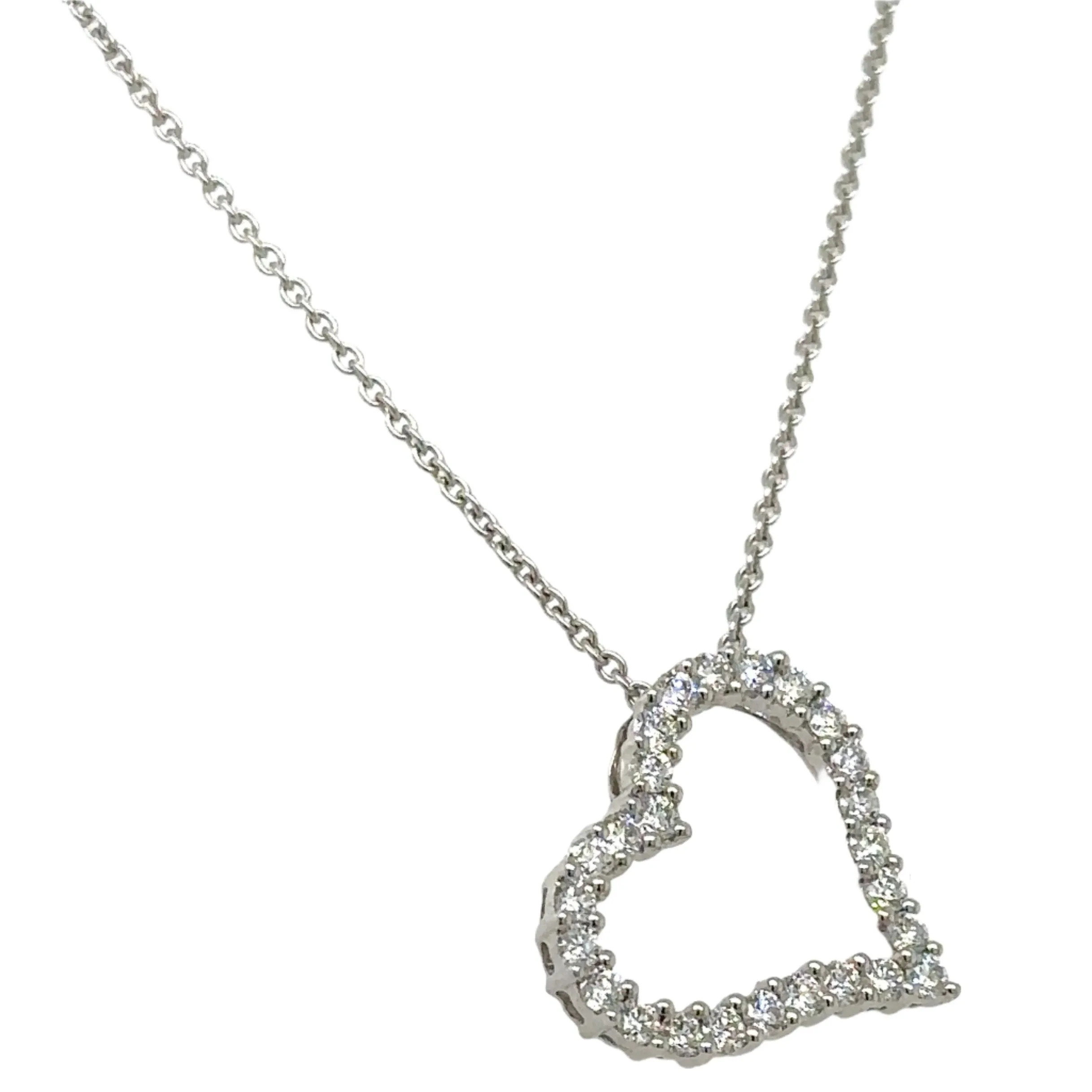 0.48ct tw Diamond Open Heart Pendant Necklace