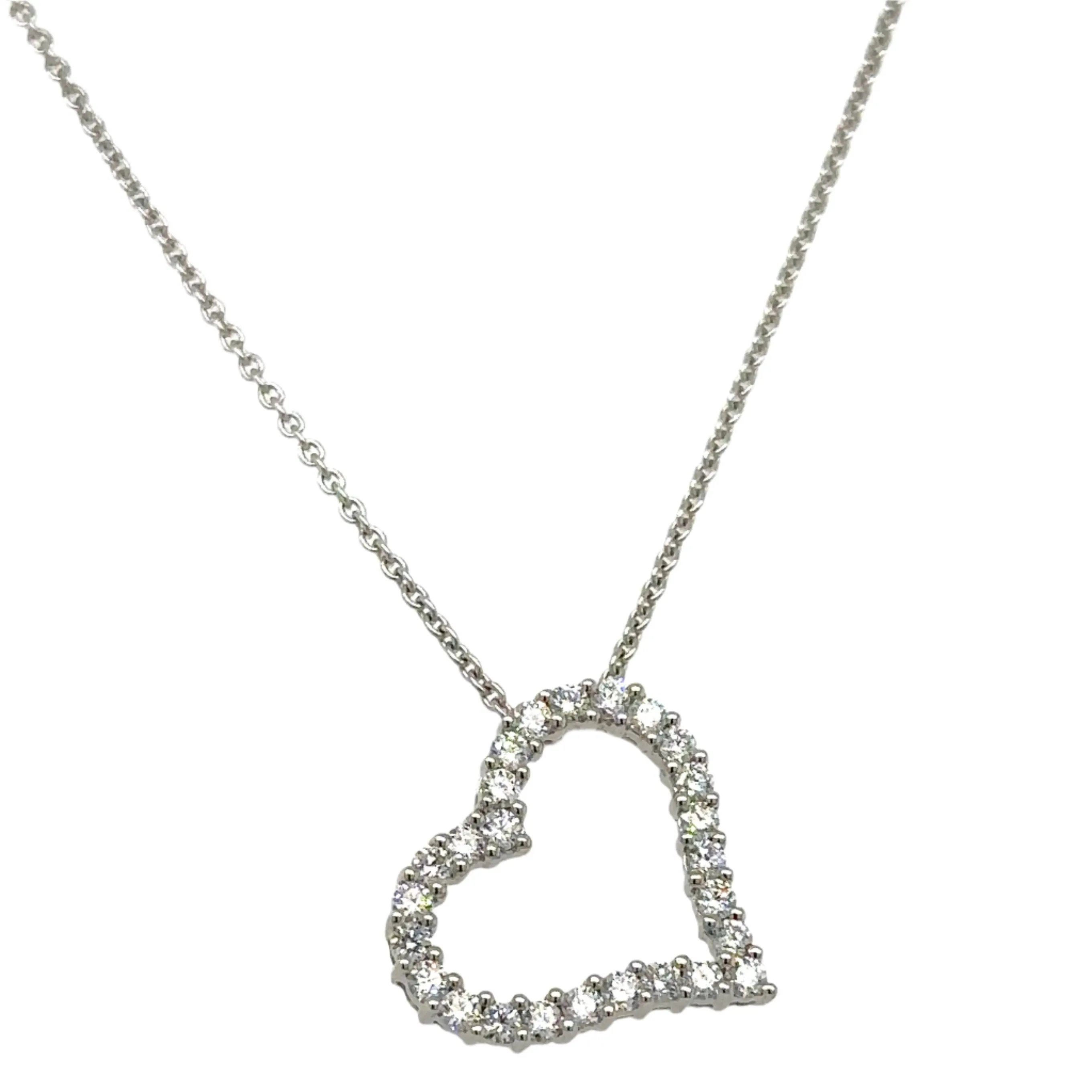 0.48ct tw Diamond Open Heart Pendant Necklace
