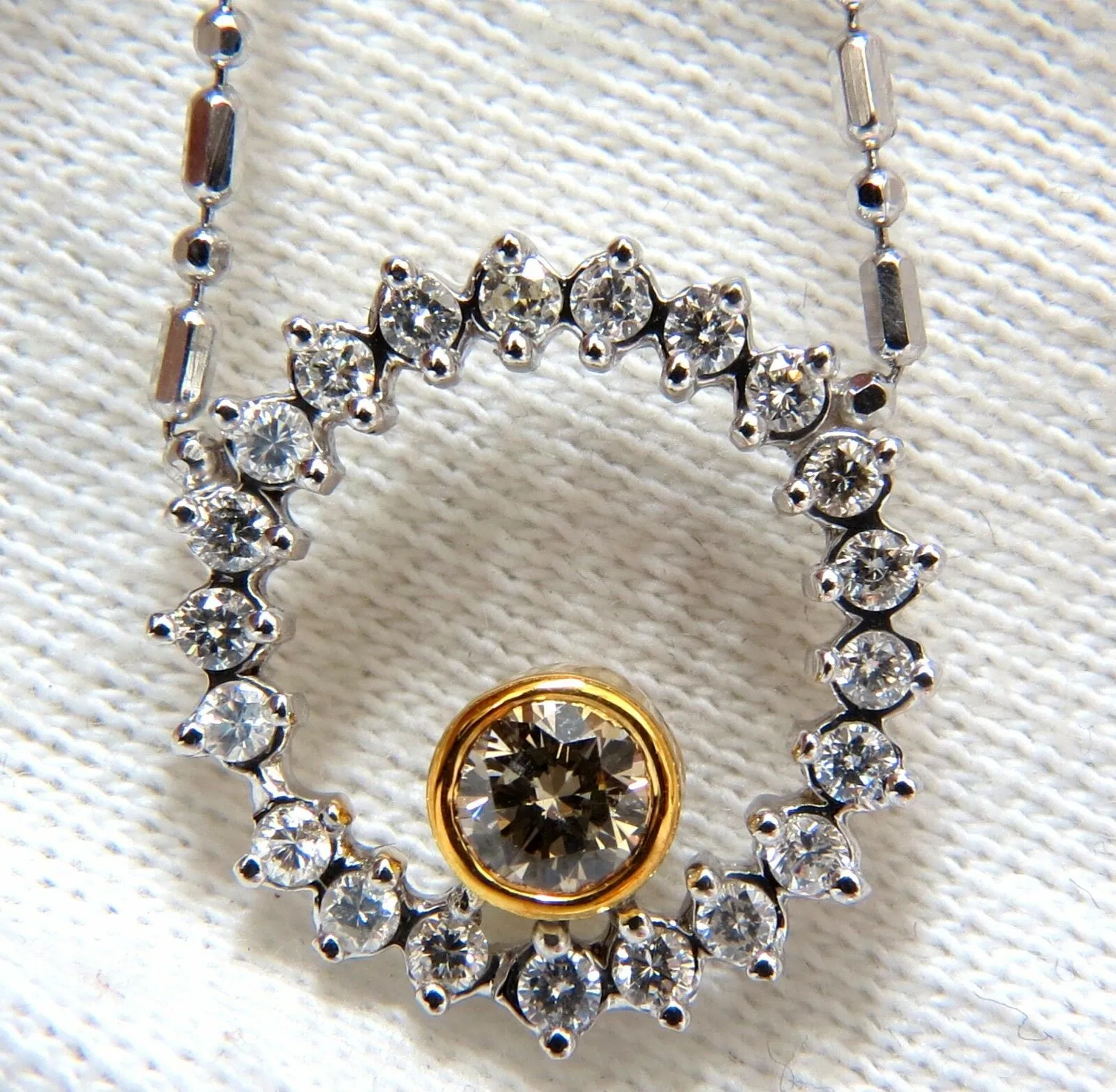 1.02ct. Natural Yellow Brown Diamond Circle Eternity Necklace
