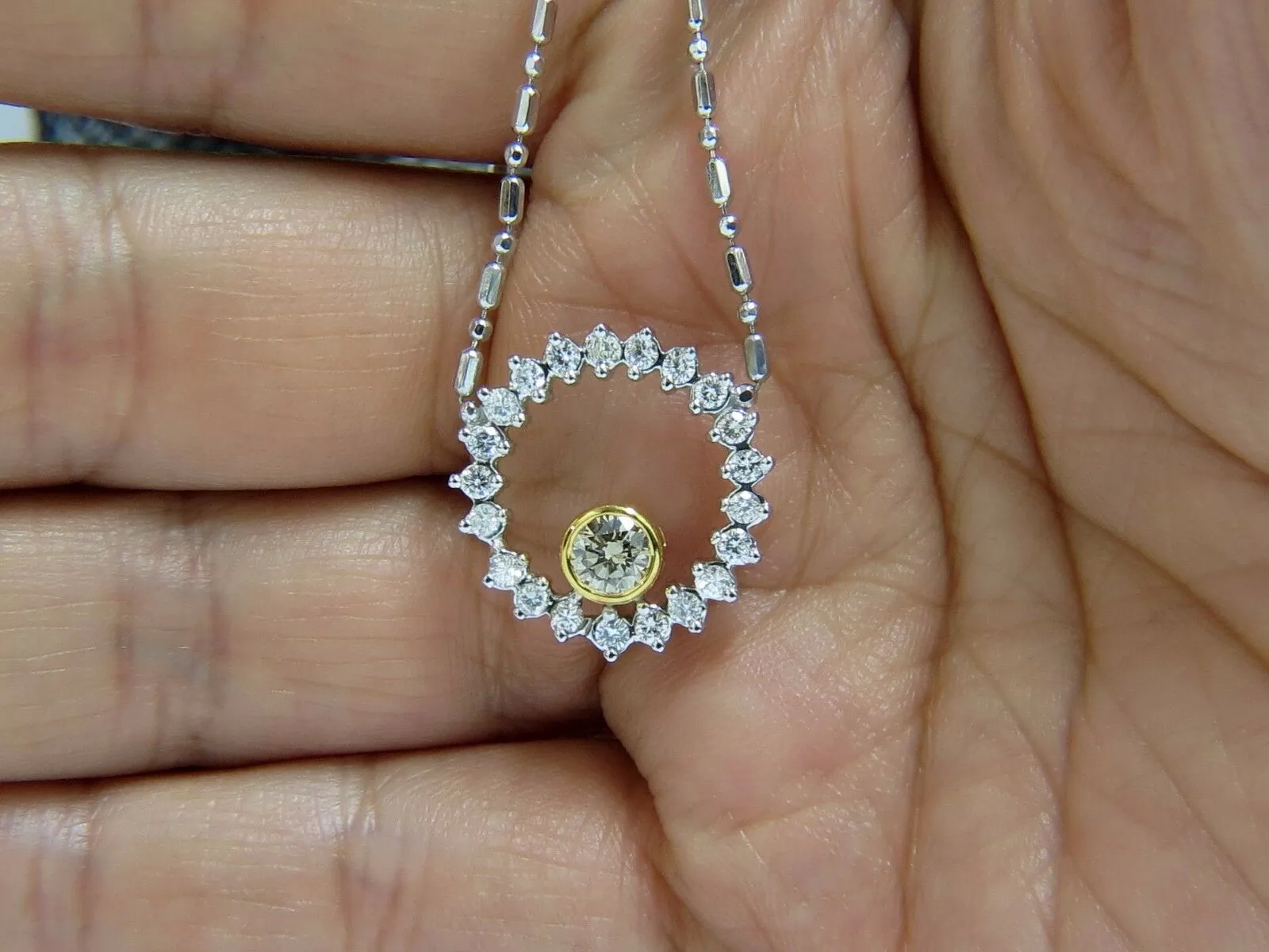 1.02ct. Natural Yellow Brown Diamond Circle Eternity Necklace