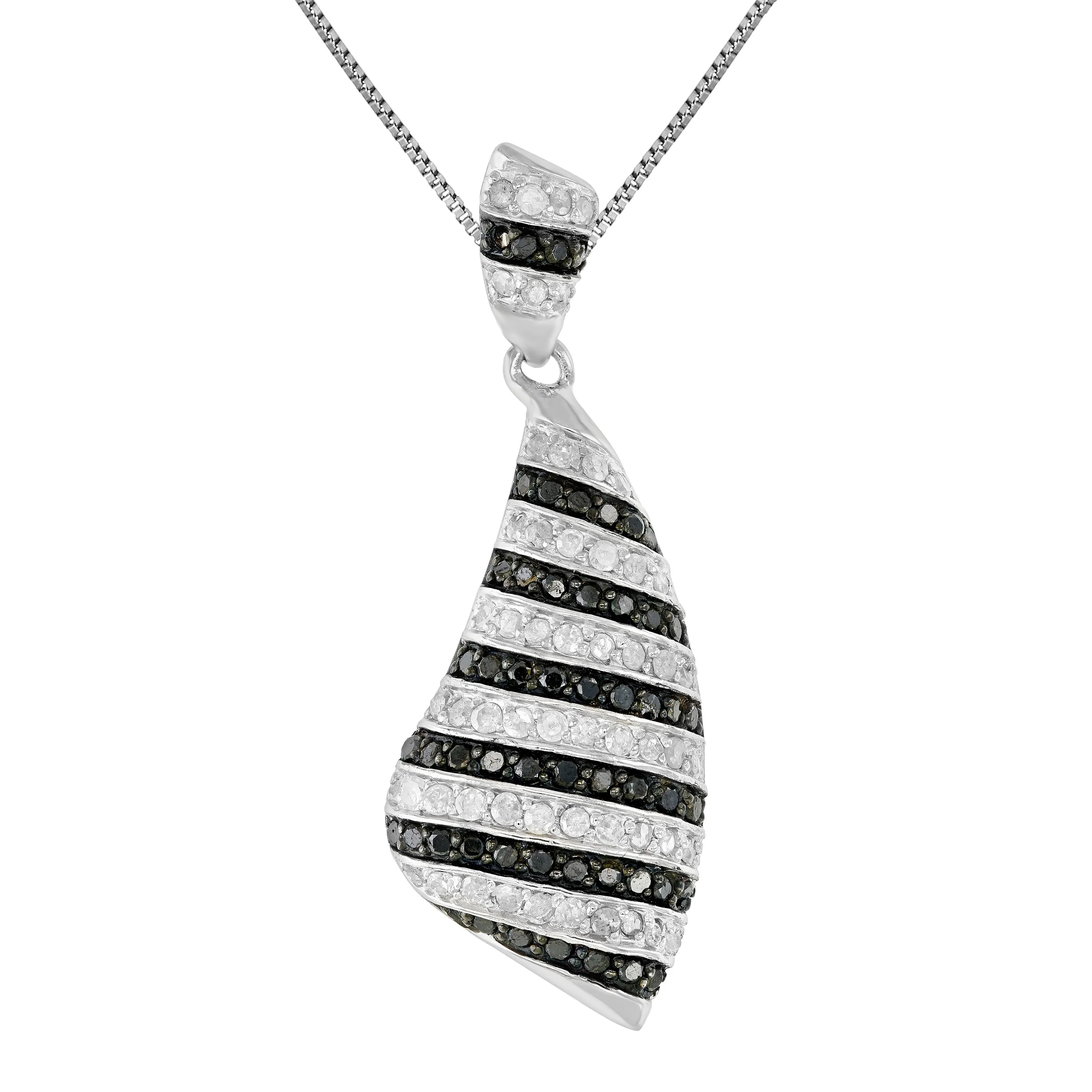 1.05 cttw White and Black Diamond Pendant in .925 Sterling Silver