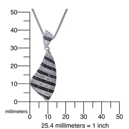 1.05 cttw White and Black Diamond Pendant in .925 Sterling Silver