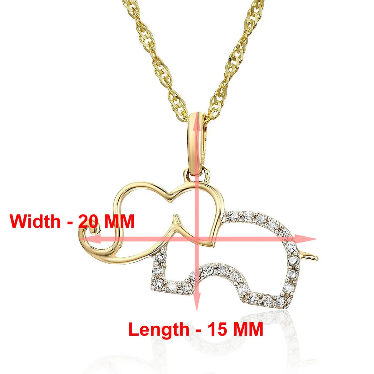 1/10 cttw Diamond Elephant Pendant Necklace in 14K Yellow Gold