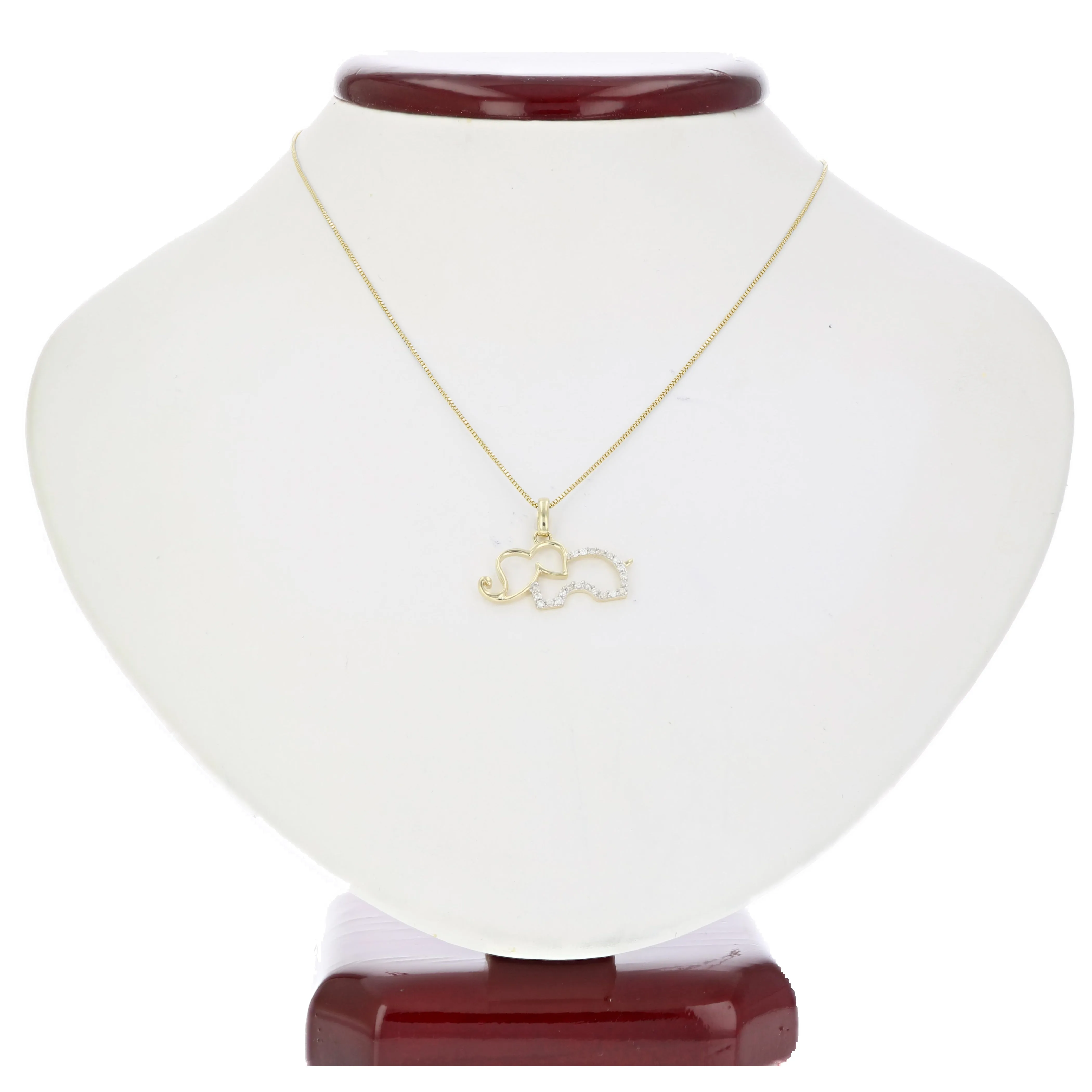 1/10 cttw Diamond Elephant Pendant Necklace in 14K Yellow Gold