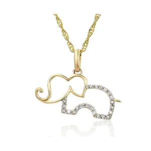 1/10 cttw Diamond Elephant Pendant Necklace in 14K Yellow Gold
