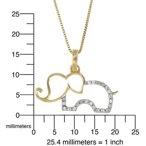 1/10 cttw Diamond Elephant Pendant Necklace in 14K Yellow Gold