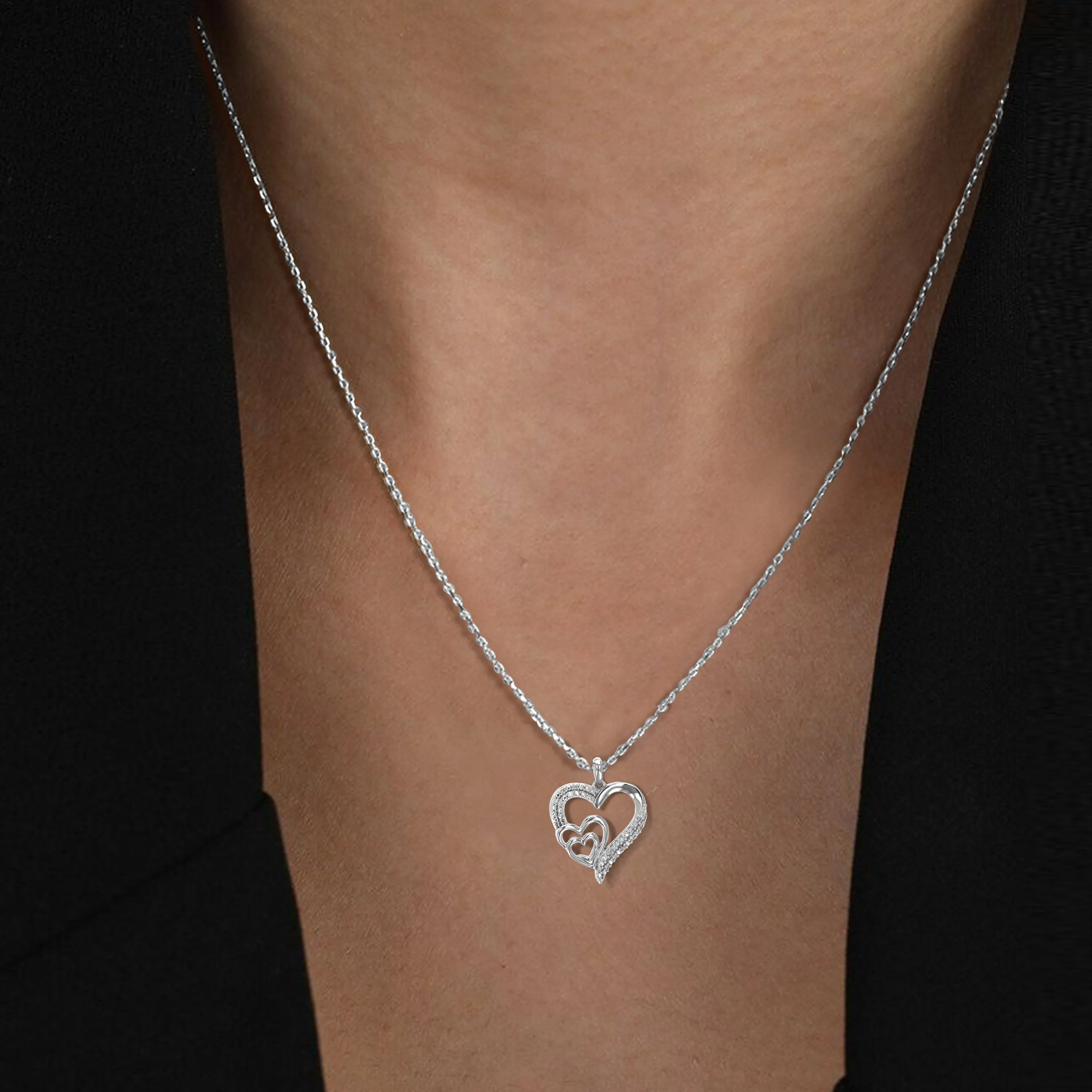 1/10 cttw Heart Lab Grown Diamond Pendant in Sterling Silver