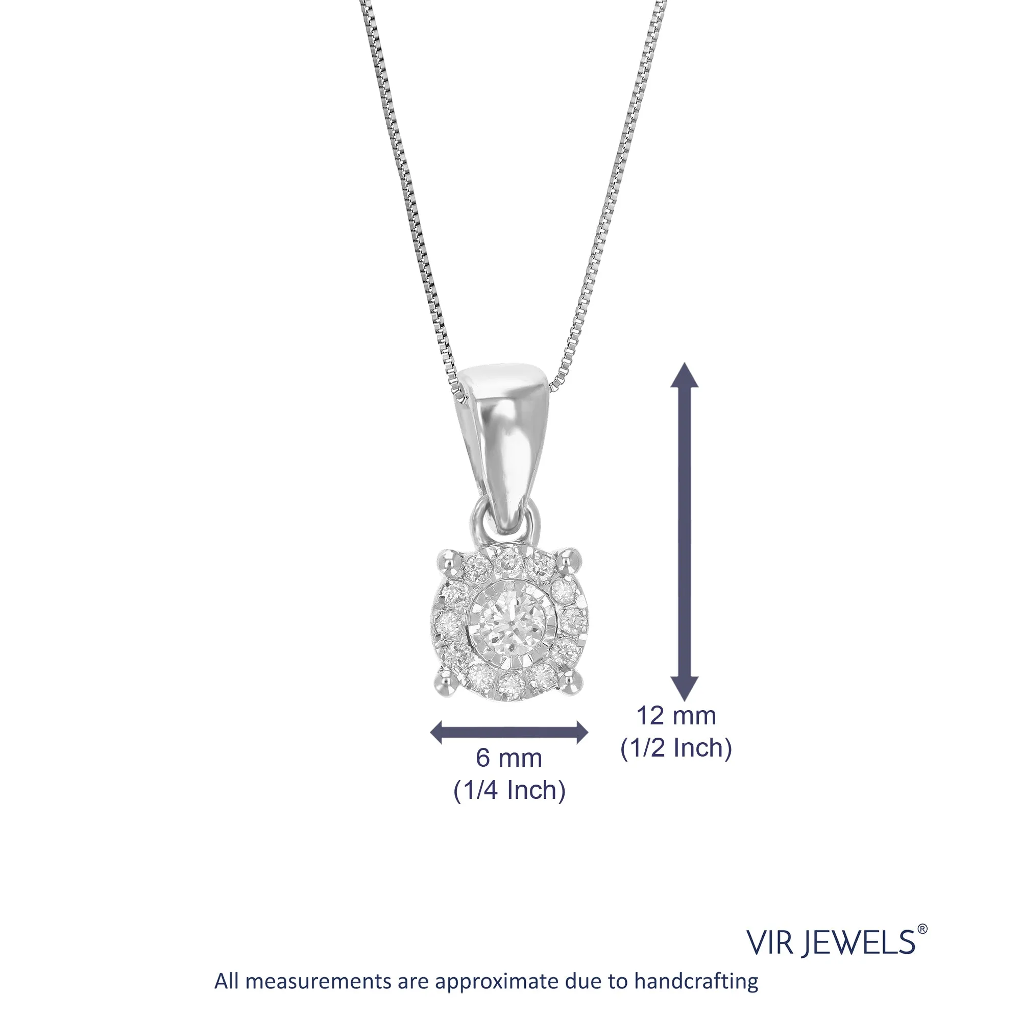 1/10 cttw Lab Grown Composite Diamond Pendant in Sterling Silver