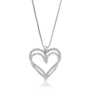 1/10 cttw Lab Grown Diamond Overlap Heart Pendant in Silver