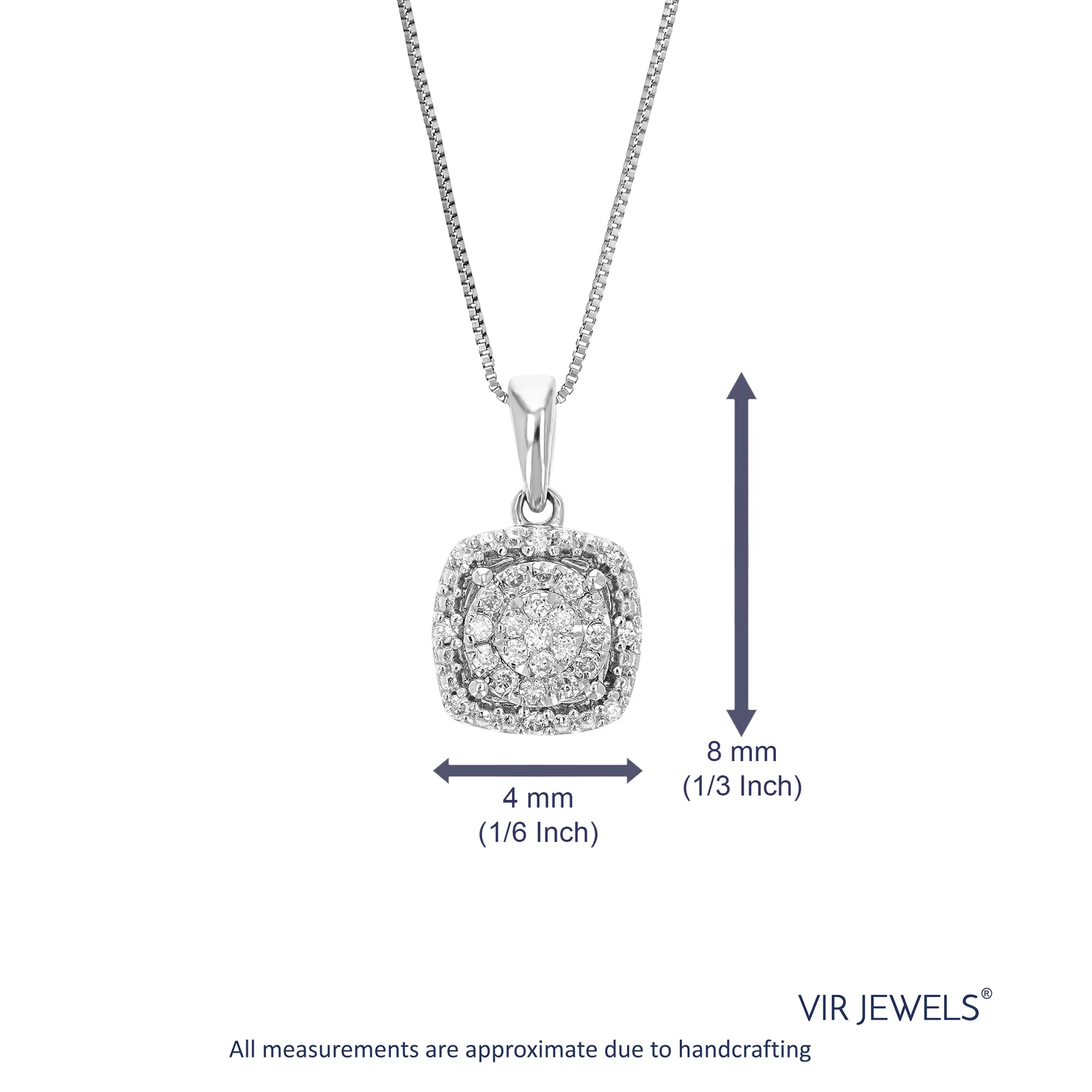 1/12 cttw Lab Grown Diamond Cluster Pendant in Sterling Silver