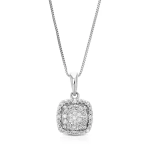 1/12 cttw Lab Grown Diamond Cluster Pendant in Sterling Silver