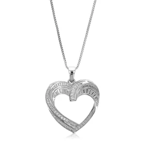 1/14 cttw Lab Grown Diamond Heart Pendant in Sterling Silver