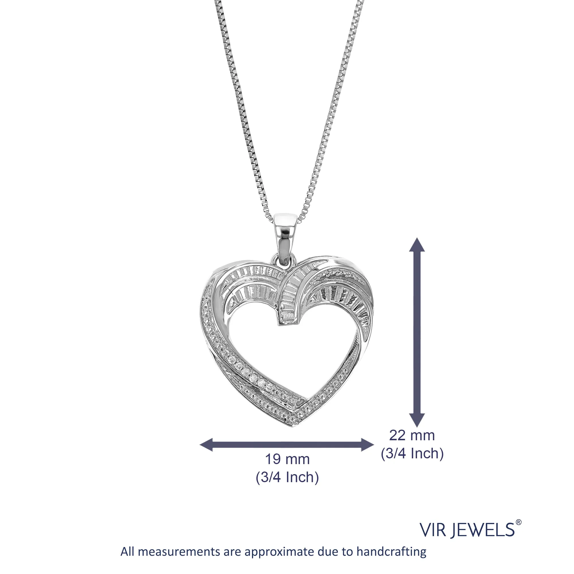 1/14 cttw Lab Grown Diamond Heart Pendant in Sterling Silver