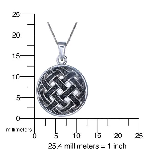 1/2 cttw Black Diamond Knitted Pendant Necklace in Sterling Silver