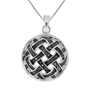 1/2 cttw Black Diamond Knitted Pendant Necklace in Sterling Silver