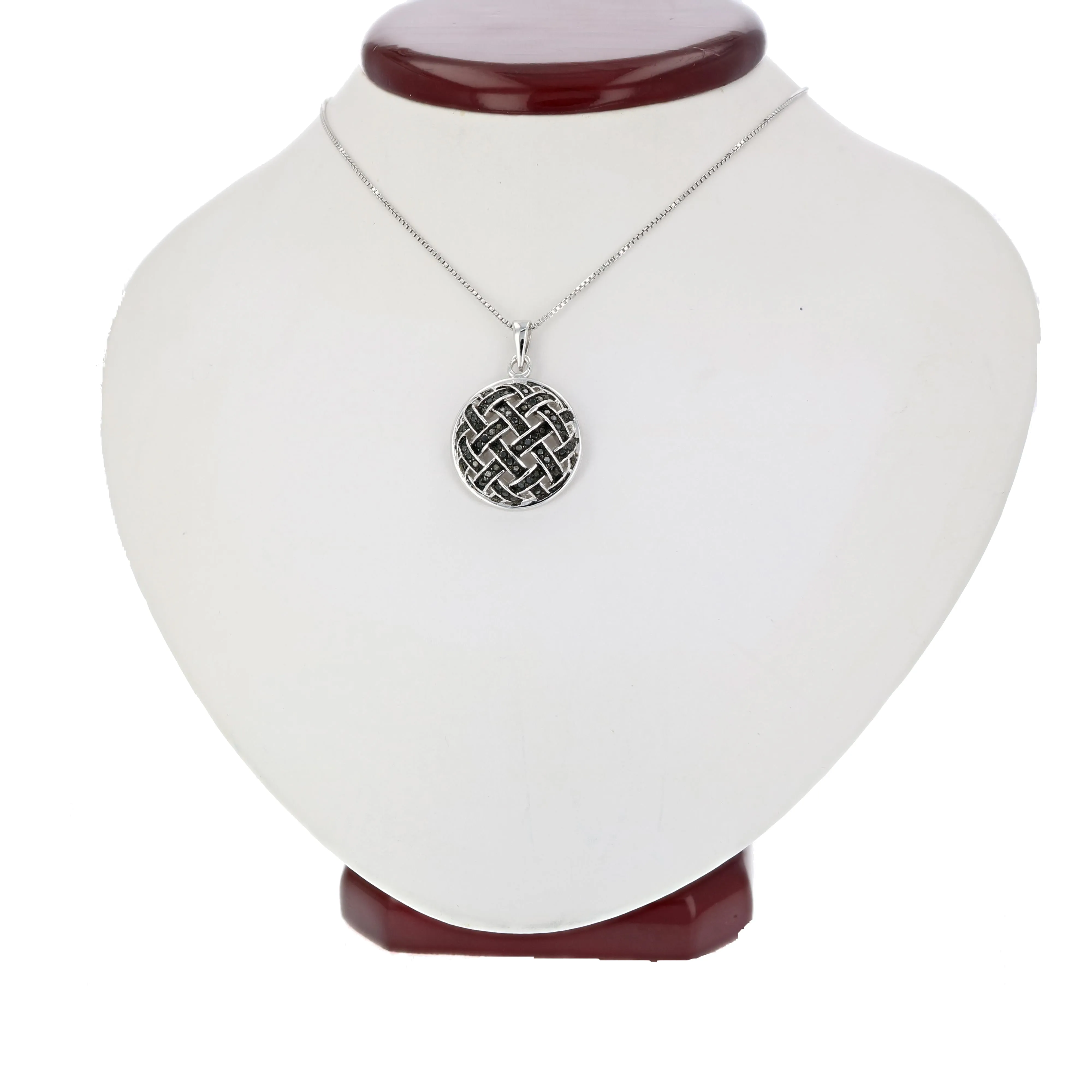 1/2 cttw Black Diamond Knitted Pendant Necklace in Sterling Silver