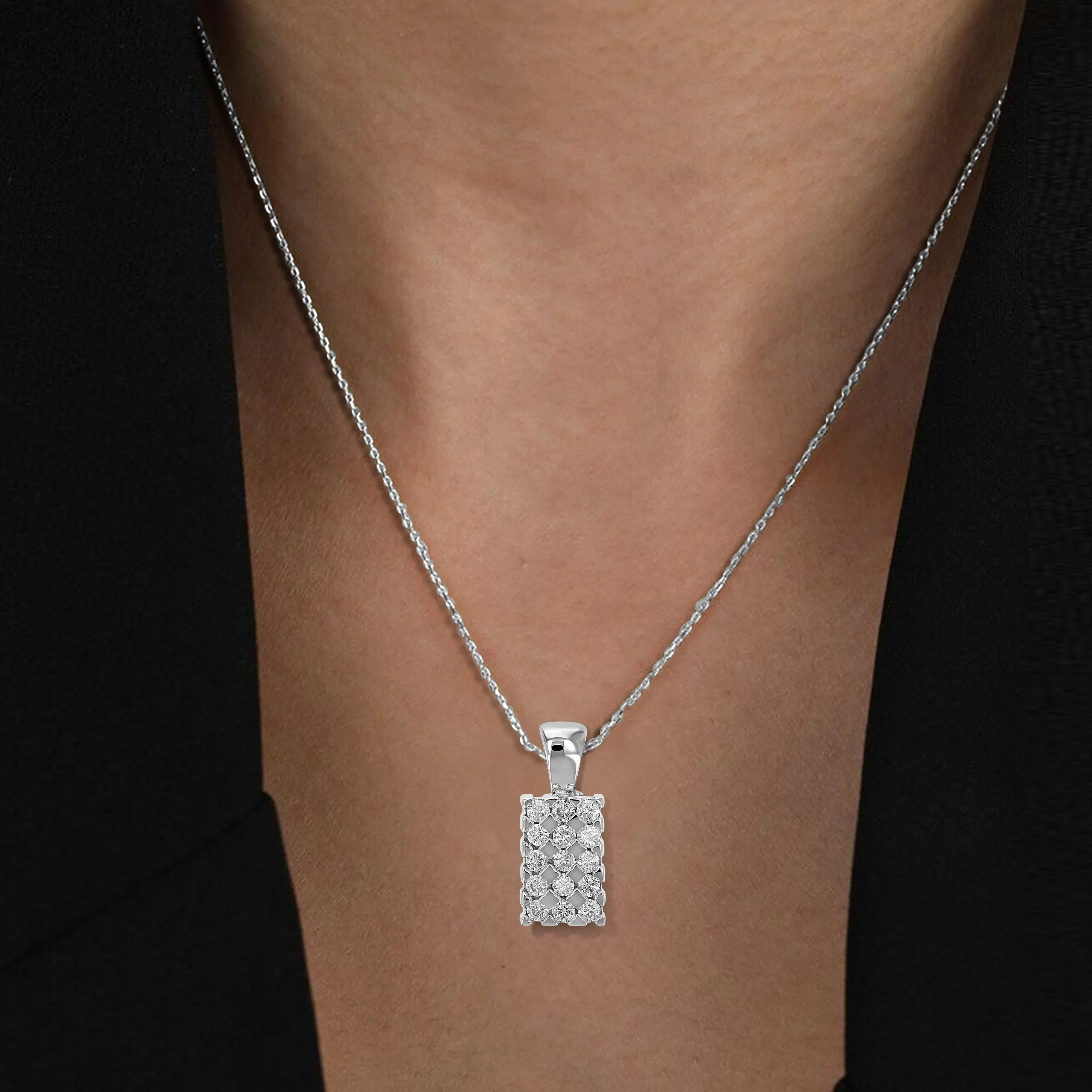 1/2 cttw Diamond Cluster Pendant Necklace in 14K White Gold