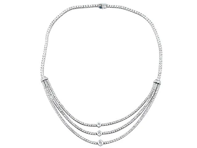 12.80CT T.W. Statement Diamond Necklace Round Brilliant Diamonds
