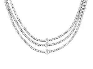 12.80CT T.W. Statement Diamond Necklace Round Brilliant Diamonds