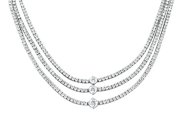 12.80CT T.W. Statement Diamond Necklace Round Brilliant Diamonds