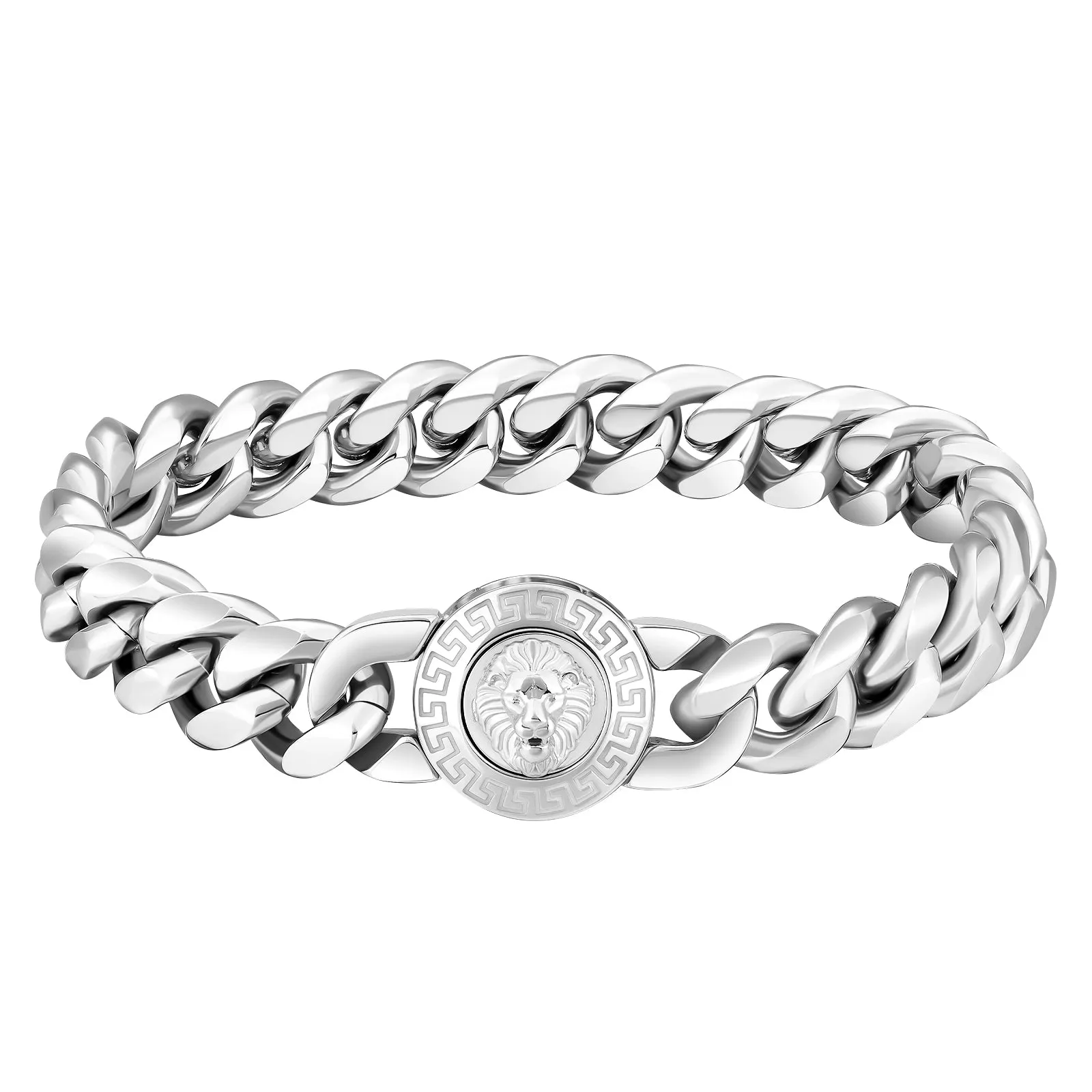 12mm  Lion Button Clasp Miami Cuban Link Bracelet