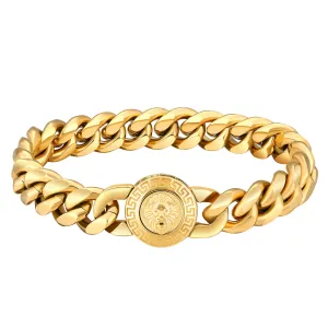 12mm  Lion Button Clasp Miami Cuban Link Bracelet