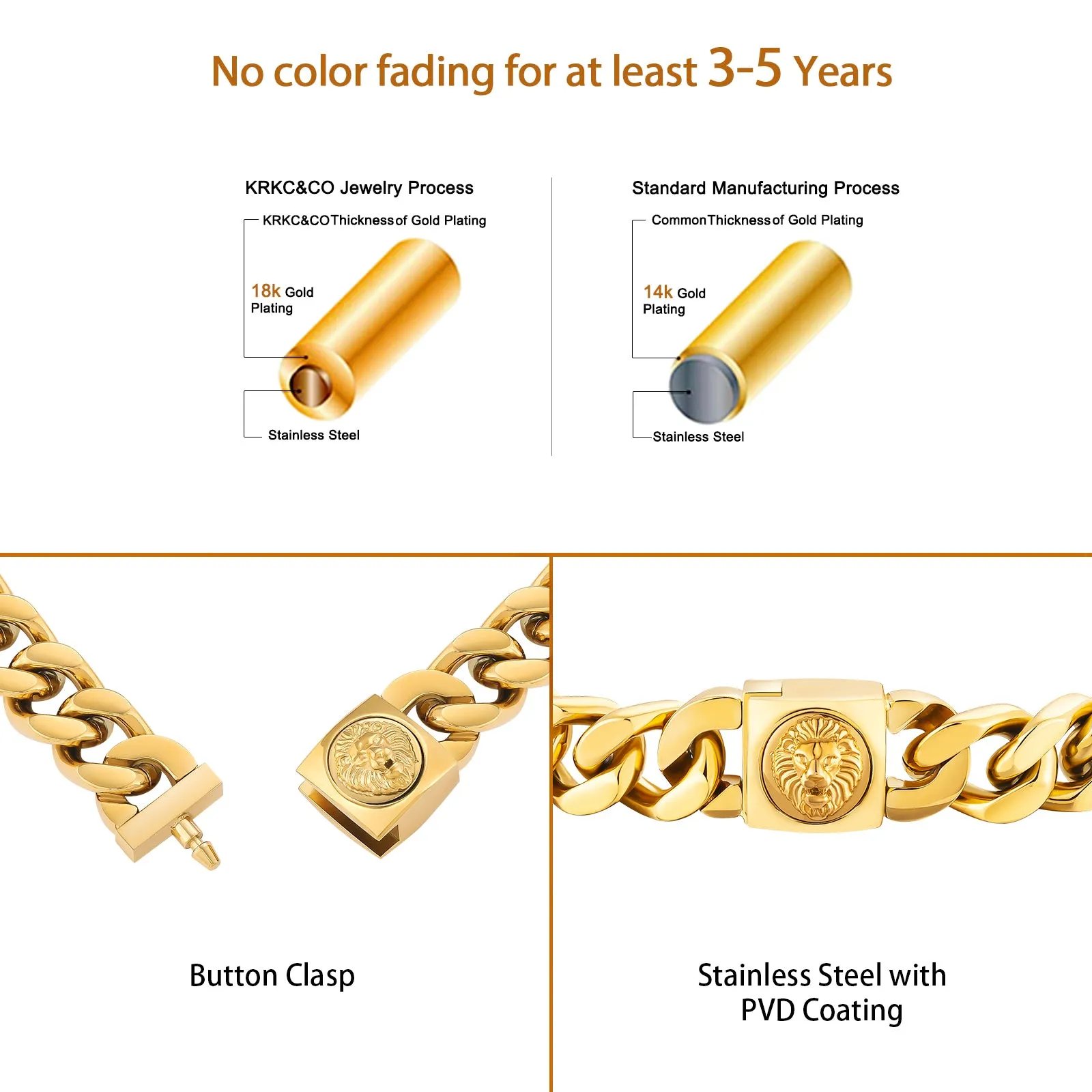 12mm Miami Cuban Link Bracelet with Lion Button Clasp