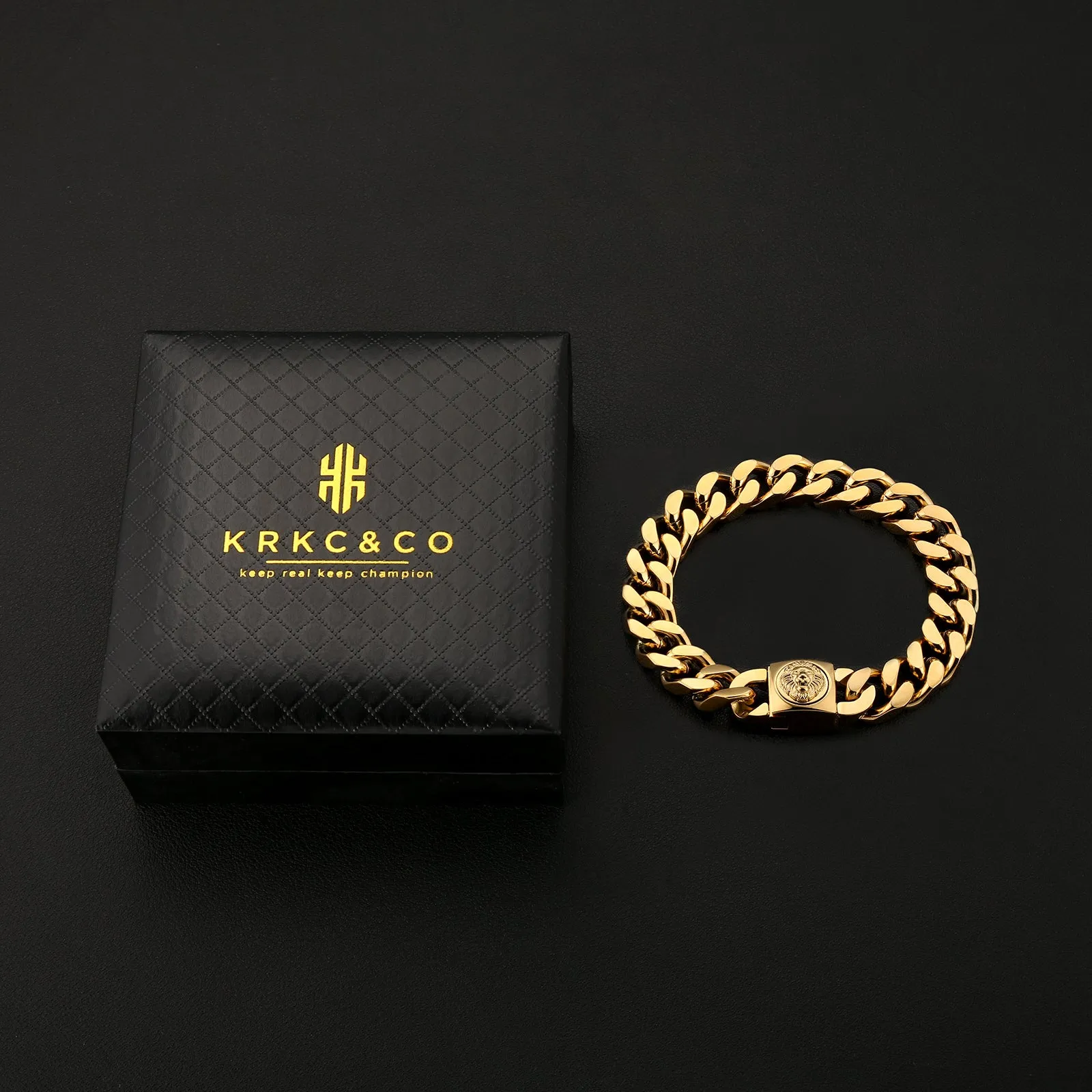 12mm Miami Cuban Link Bracelet with Lion Button Clasp