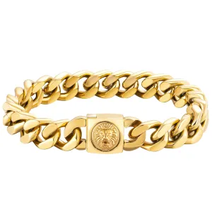 12mm Miami Cuban Link Bracelet with Lion Button Clasp