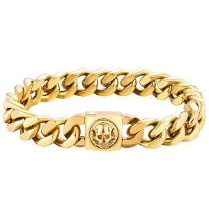 12mm Miami Cuban Link Bracelet with Skull Button Clasp