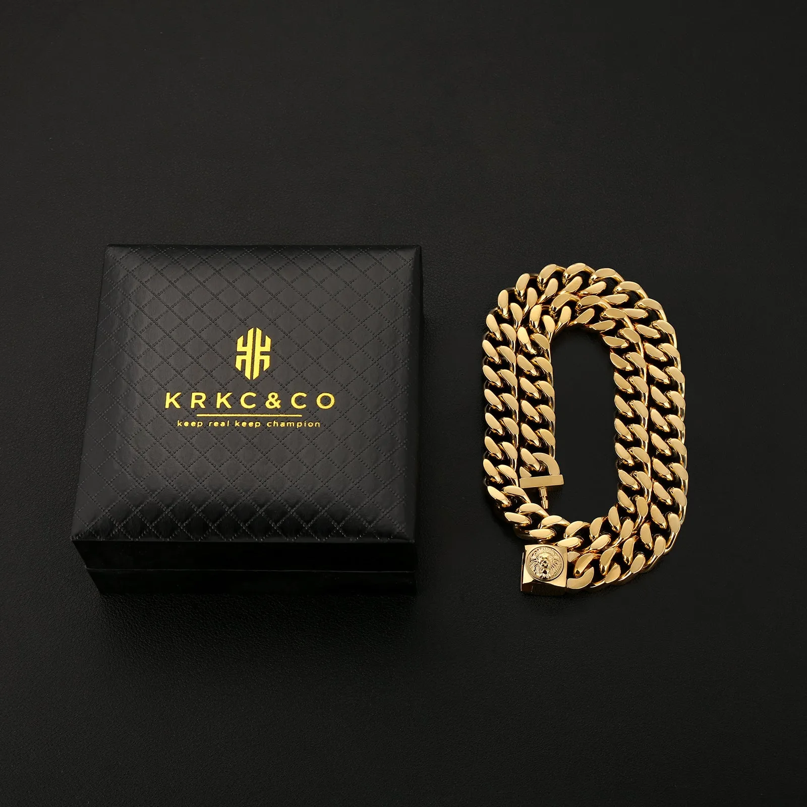12mm Miami Cuban Link Chain with Lion Button Clasp
