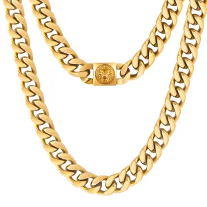 12mm Miami Cuban Link Chain with Lion Button Clasp
