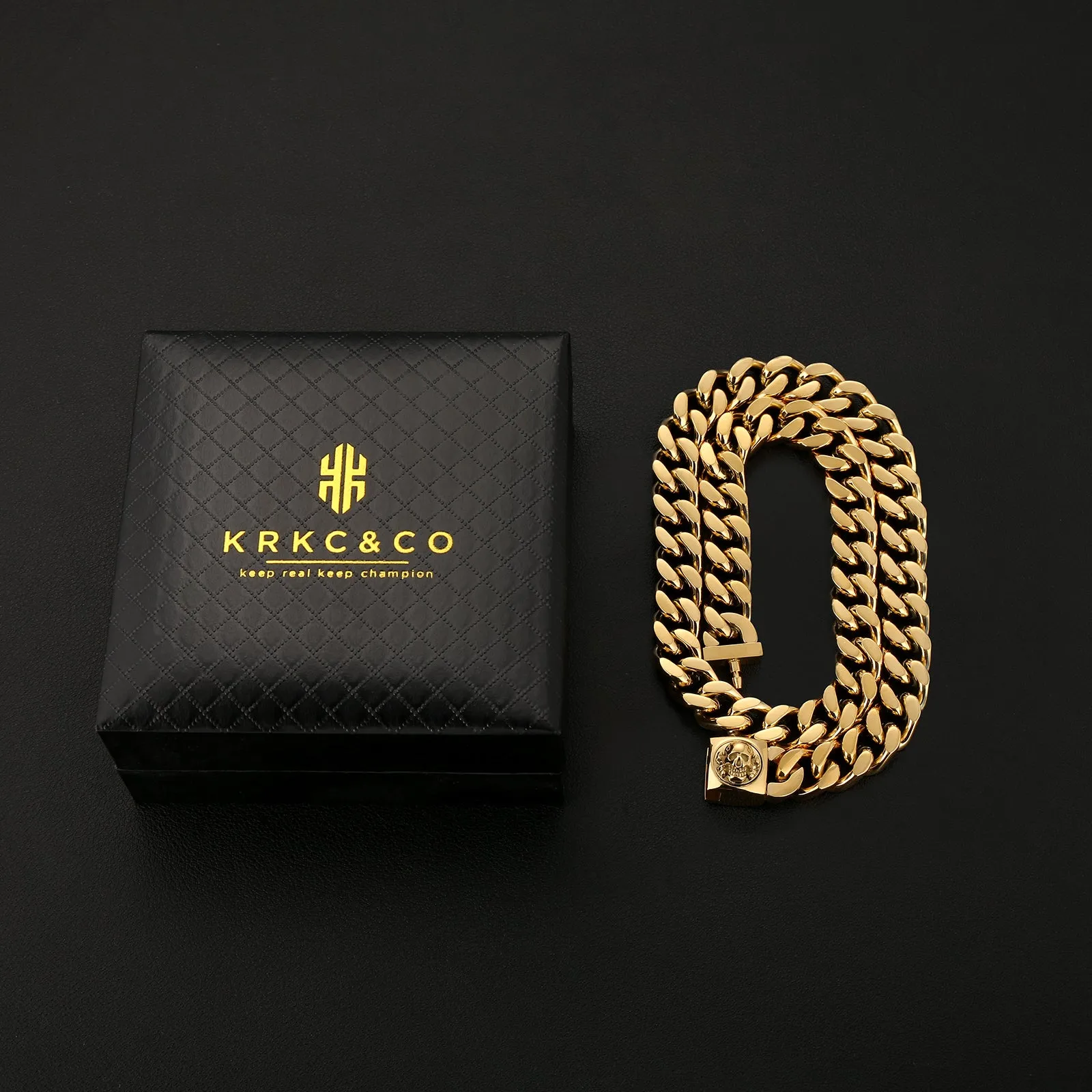12mm Miami Cuban Link Chain with Skull Button Clasp