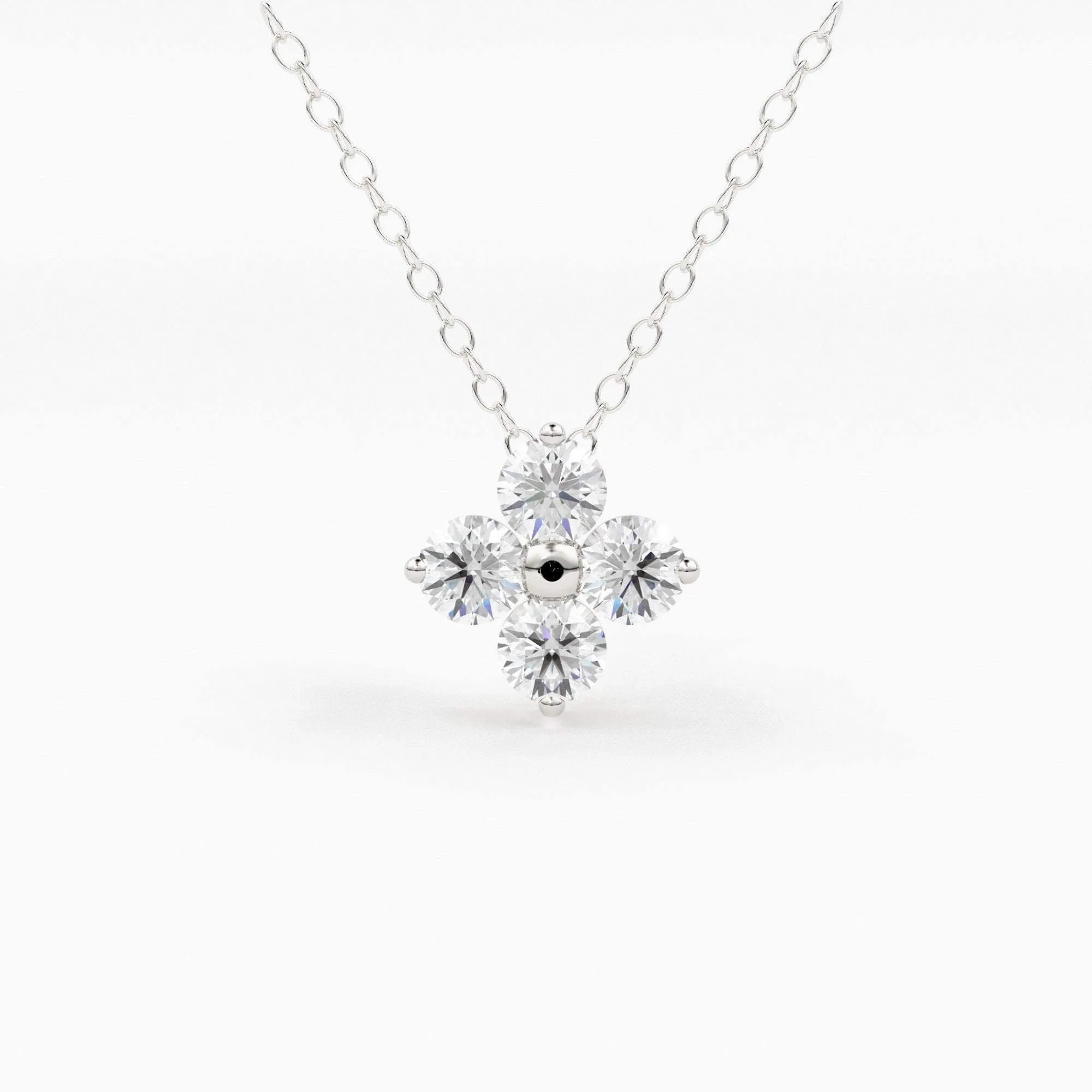 14k Diamond Clover Necklace / Diamond Necklace / Diamond Cluster Necklace / Unique Diamond Layering Necklace / Minimalist Tiny Charm Pendant