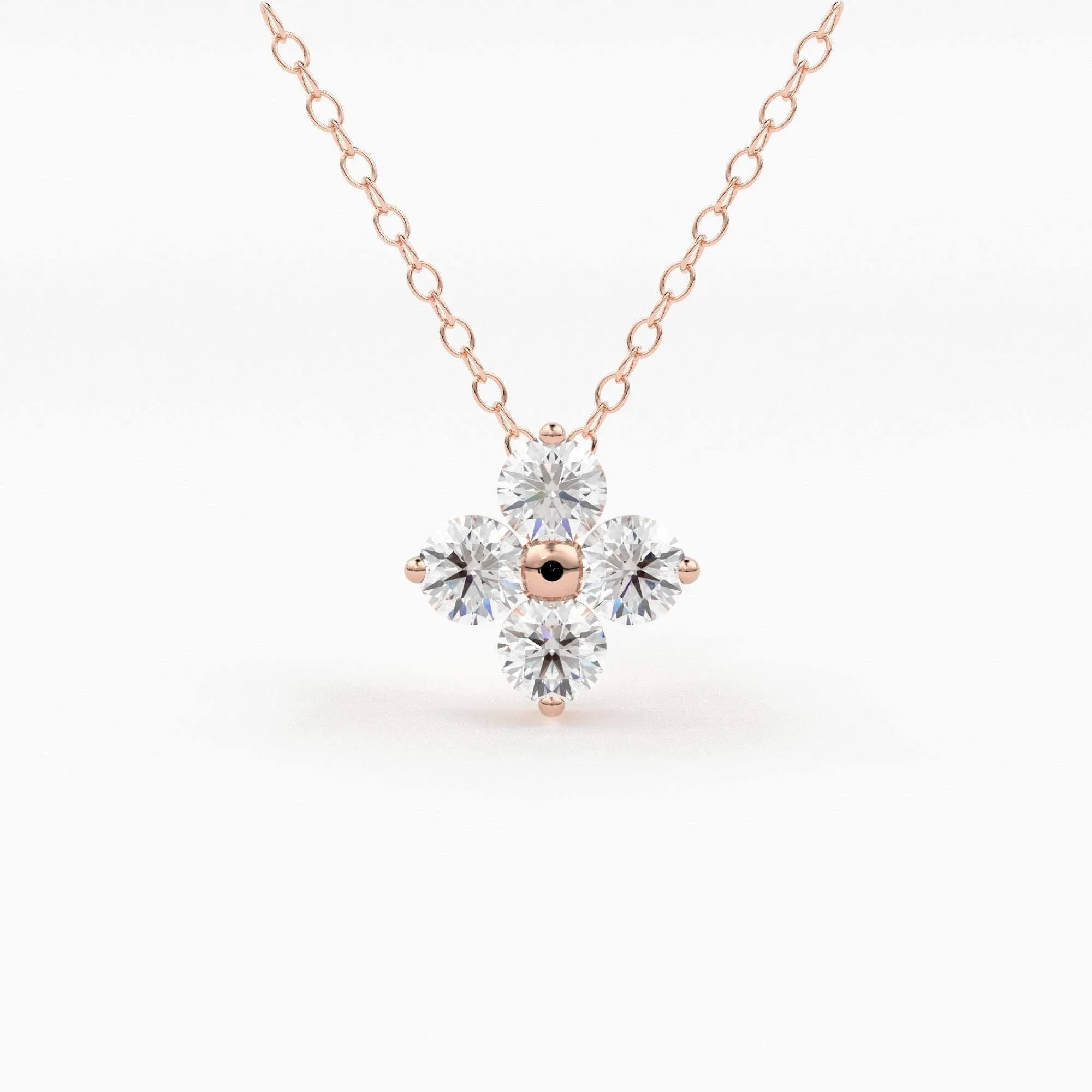 14k Diamond Clover Necklace / Diamond Necklace / Diamond Cluster Necklace / Unique Diamond Layering Necklace / Minimalist Tiny Charm Pendant