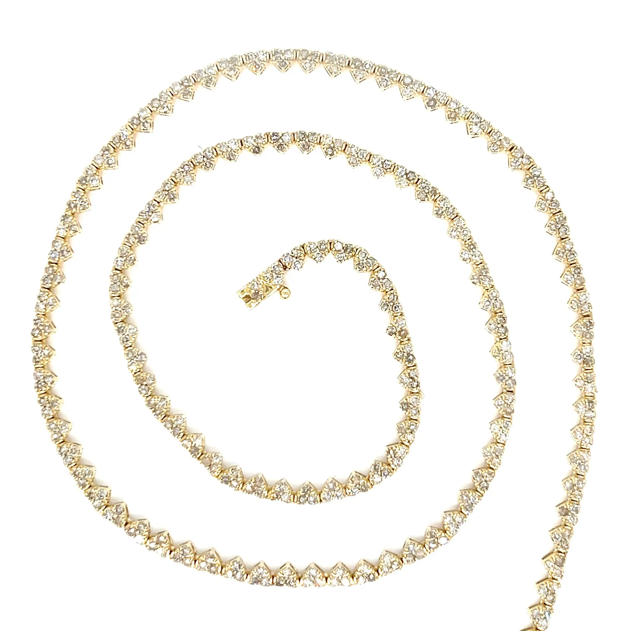 14K Gold Elegant 2mm Hearts Natural Diamonds 17" Necklace - CH0038