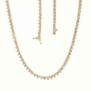 14K Gold Elegant 2mm Hearts Natural Diamonds 17" Necklace - CH0038