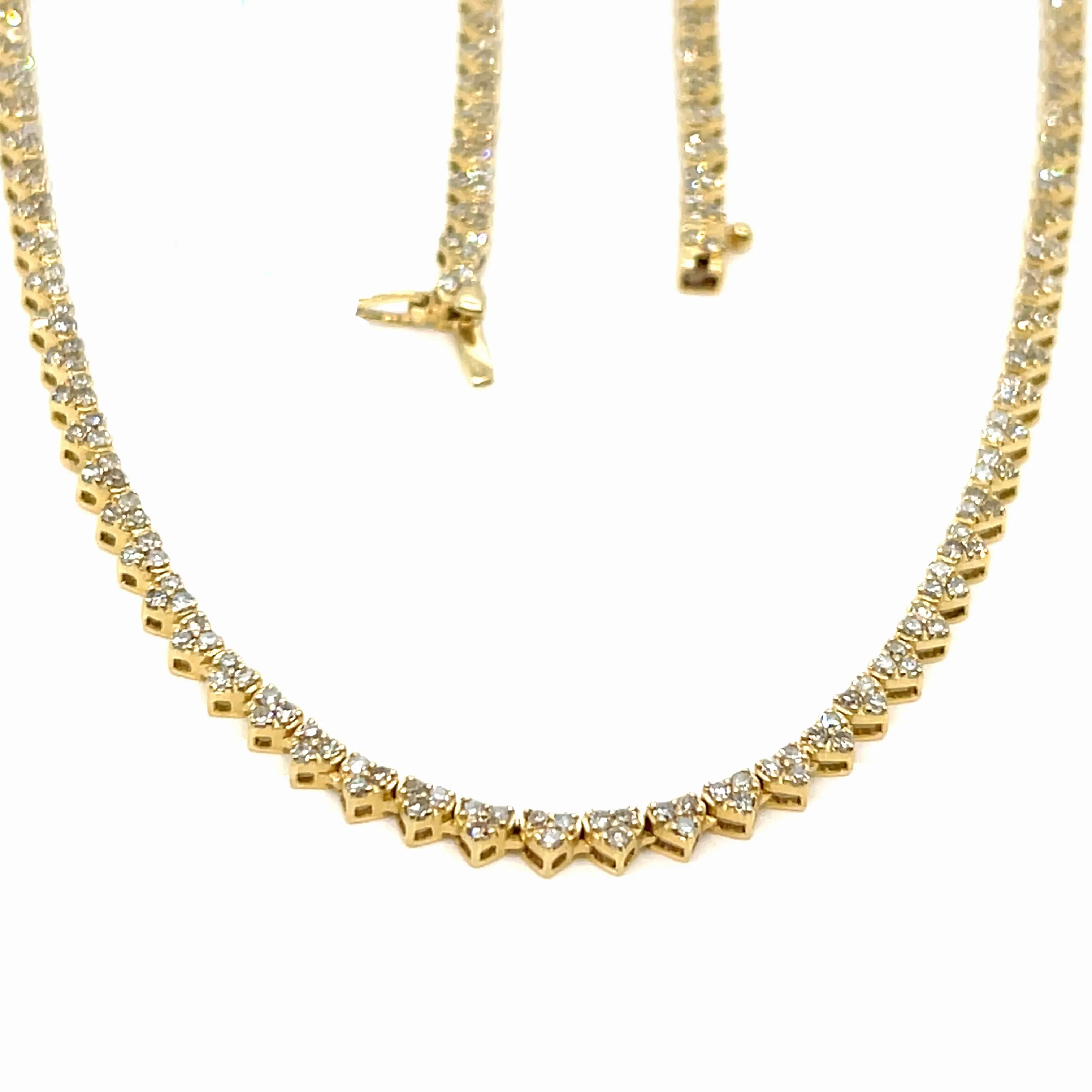 14K Gold Elegant 2mm Hearts Natural Diamonds 17" Necklace - CH0038
