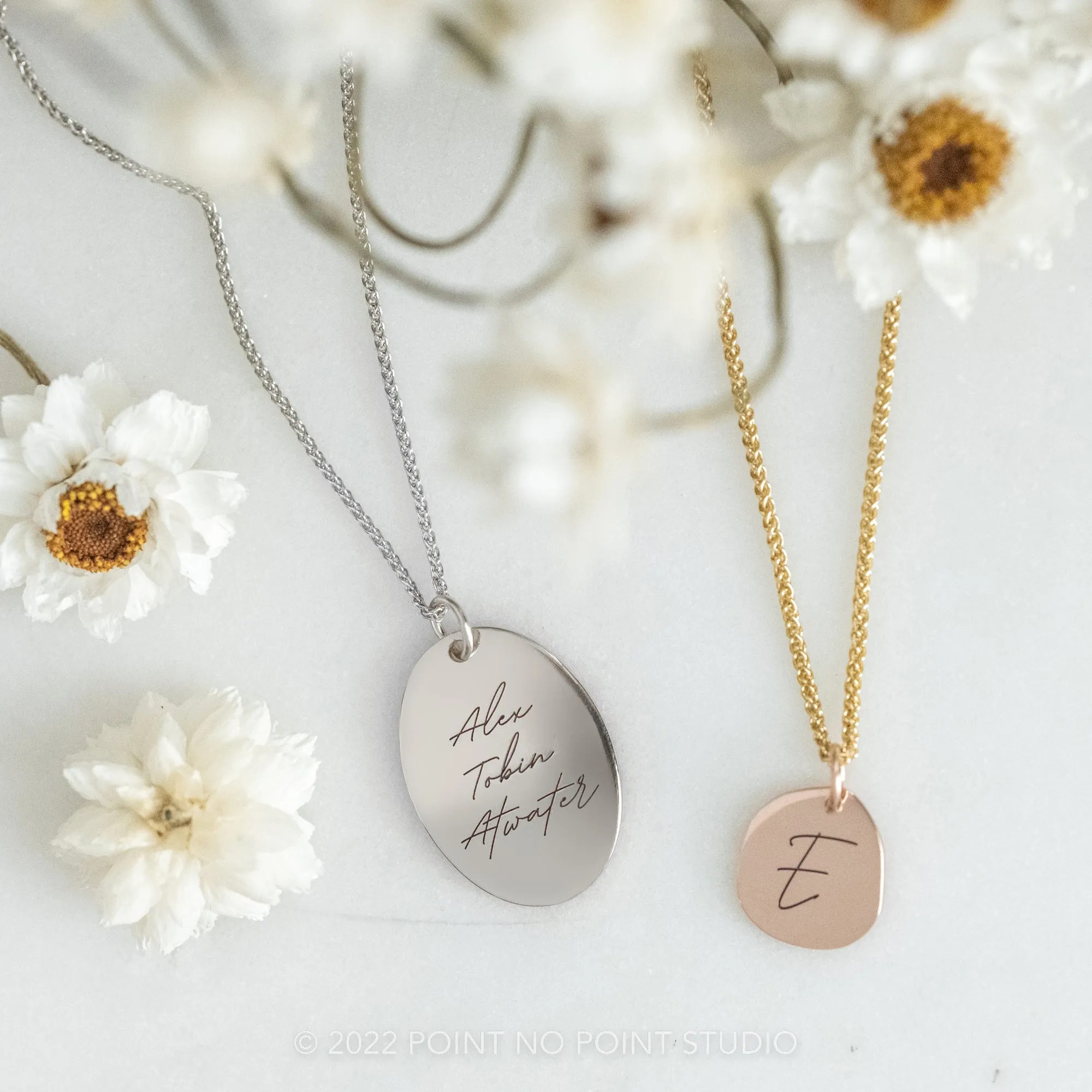 14k Gold Engraved Viero Single Initial Small Organic Unique Charm