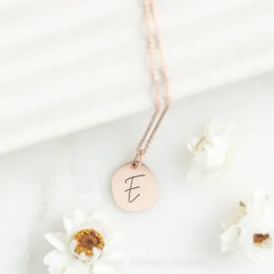 14k Gold Engraved Viero Single Initial Small Organic Unique Charm