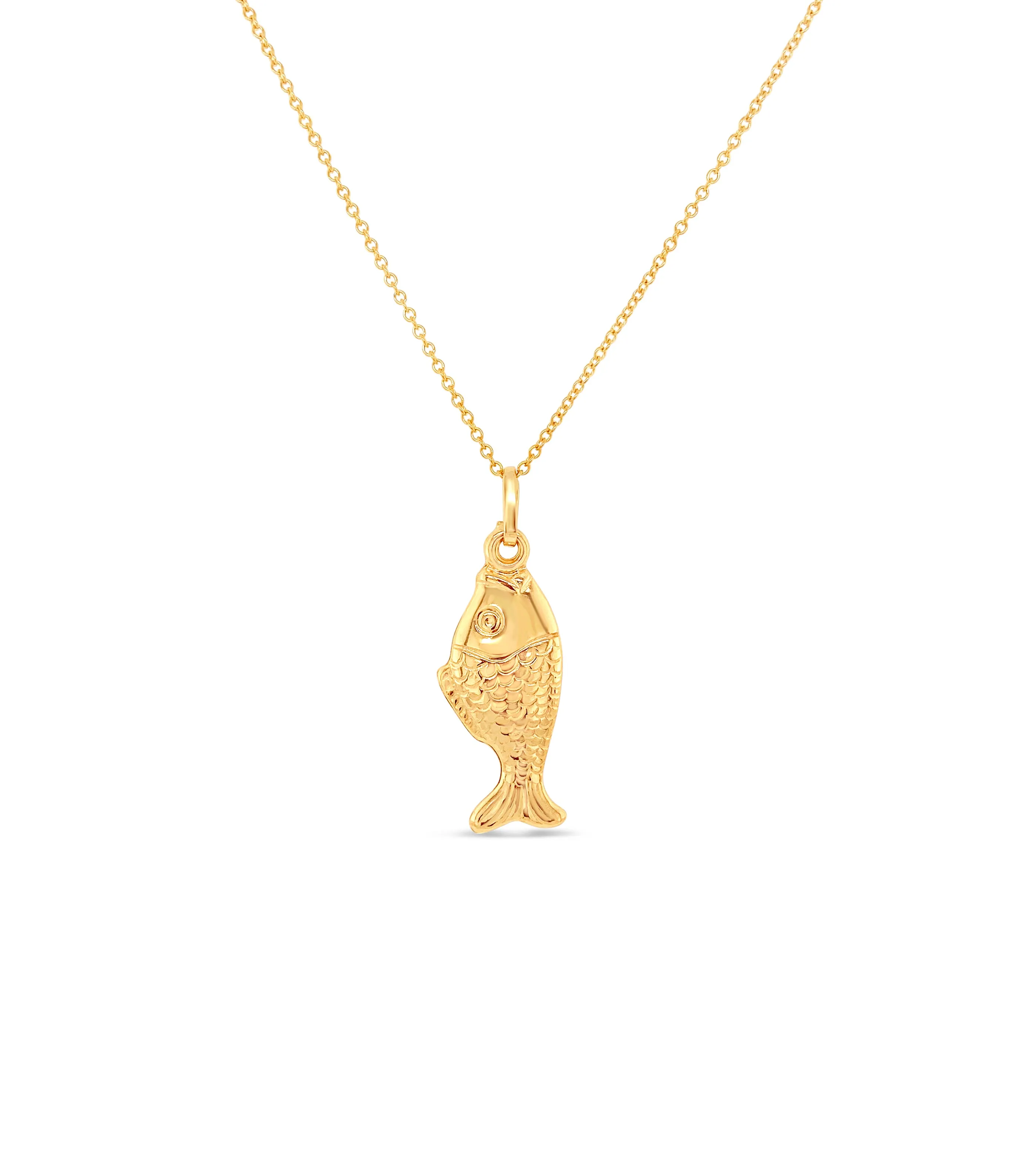 14k Gold Fish Charm Necklace