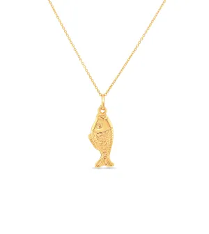 14k Gold Fish Charm Necklace