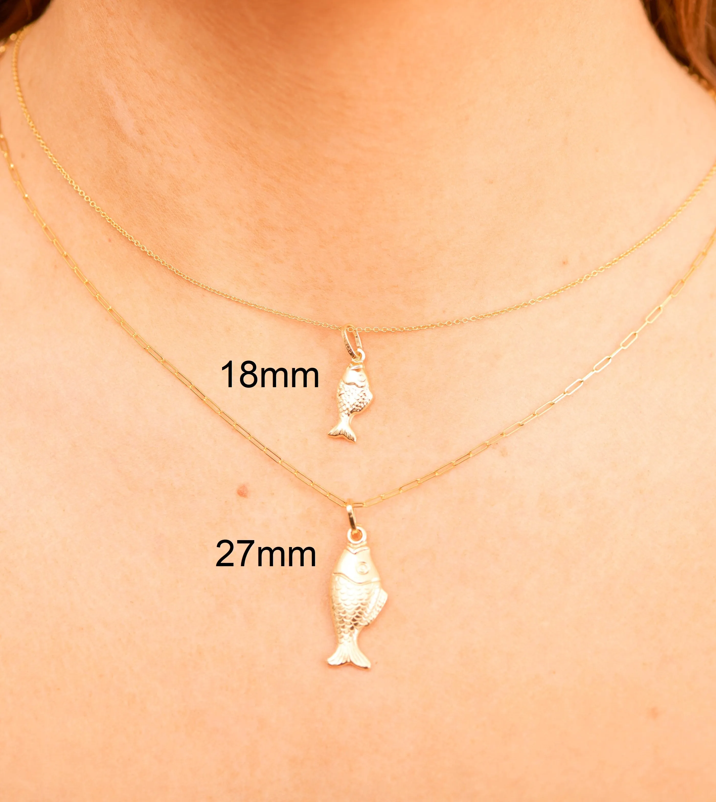 14k Gold Fish Charm Necklace