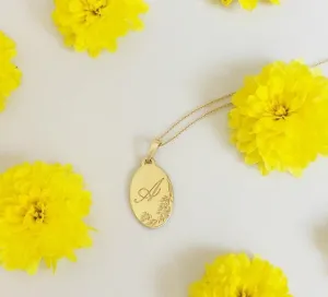 14k gold Initial necklace, Personalized Necklace, personalized holiday gift, Monogram necklace, unique personalized pendant, name necklace