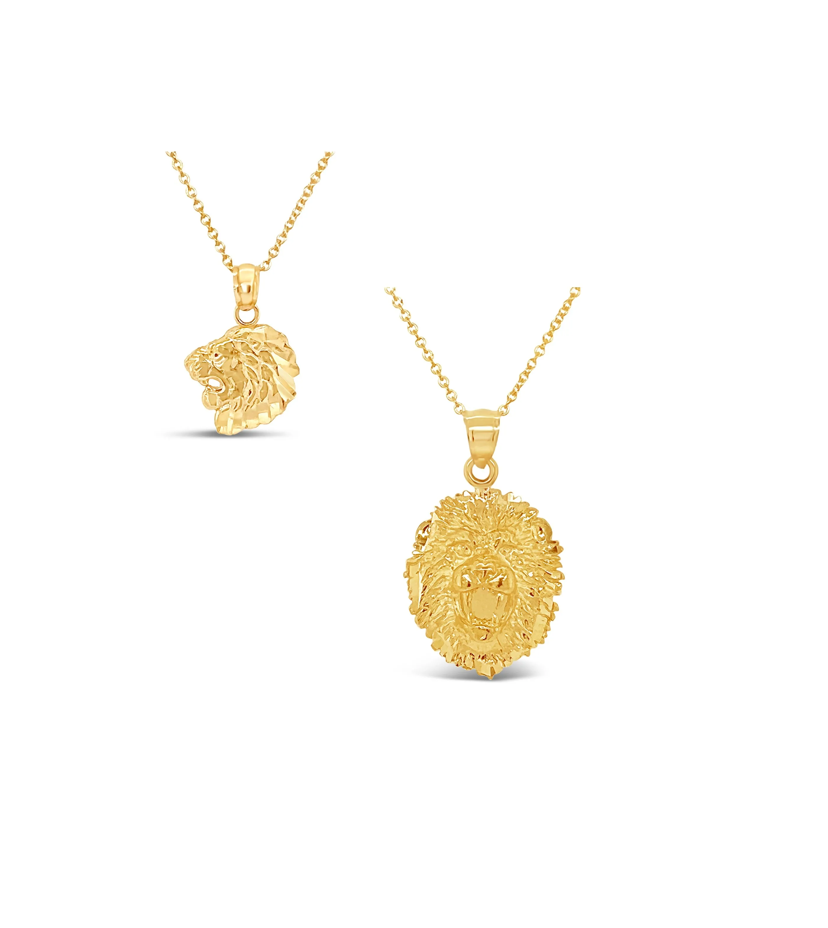 14k Gold Lion Head Charm Necklace