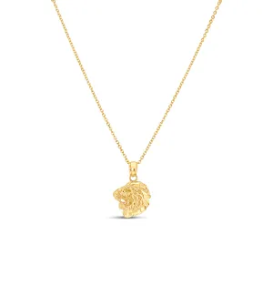 14k Gold Lion Head Charm Necklace