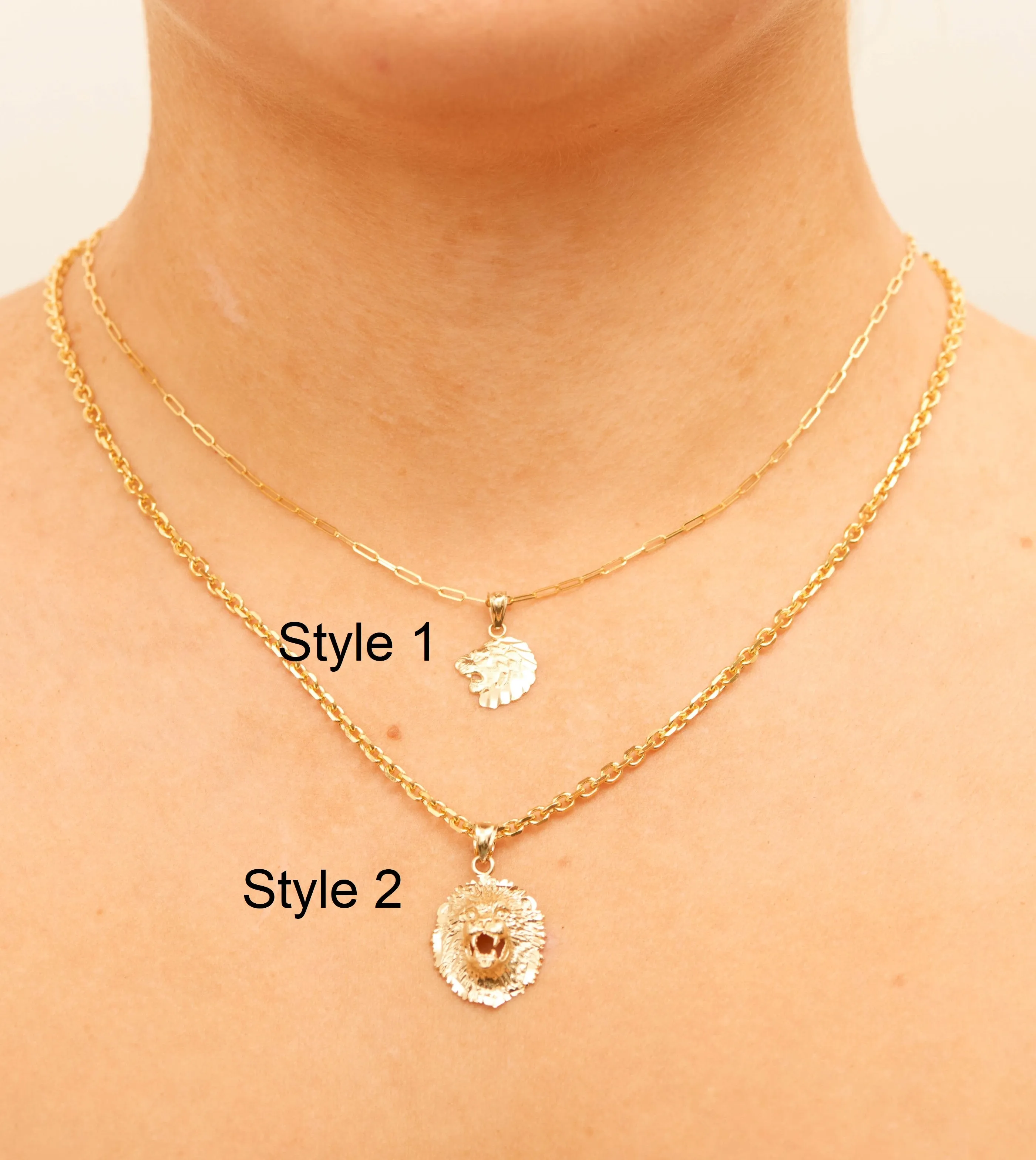 14k Gold Lion Head Charm Necklace