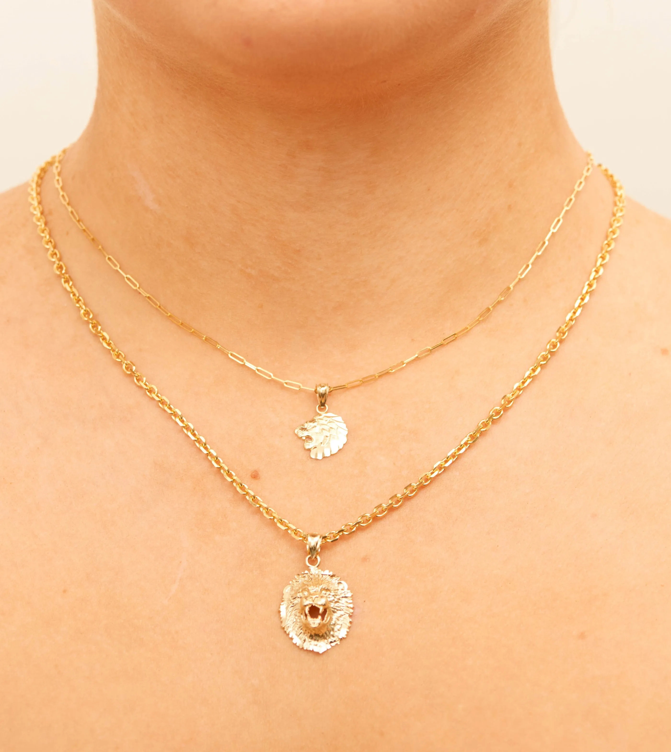 14k Gold Lion Head Charm Necklace